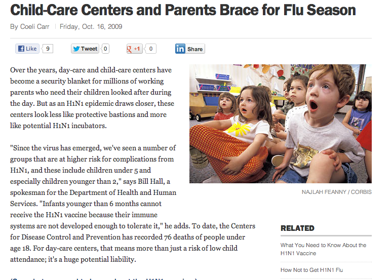 TIME | Child-Care Centers and Parents Brace for Flu Season