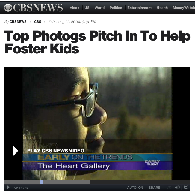 CBS NEWS | Top Photogs Pitch In To Help Foster Kids