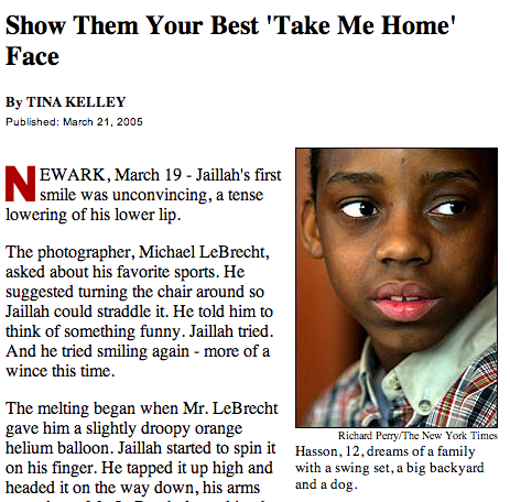 NY TIMES | Show Them Your Best “Take Me Home Face”